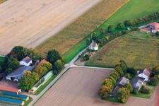 Aerial view of Buchenhof, Herxheimweyher and Poor Souls Chapel on Knittelsheimer Weg in Herxheimweyher in the state Rhineland-Palatinate, Germany