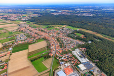 Aerial view of View of the town from the west in Hatzenbühl in the state Rhineland-Palatinate, Germany