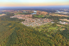 Aerial view of City view from the west in Jockgrim in the state Rhineland-Palatinate, Germany