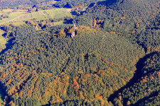 Aerial view of Bruchweiler Geiersteine in Bruchweiler-Bärenbach in the state Rhineland-Palatinate, Germany