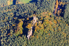 Bruchweiler Geiersteine in Bruchweiler-Bärenbach in the state Rhineland-Palatinate, Germany from above