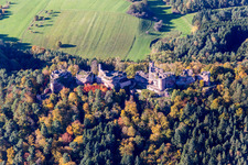 Aerial photograpy of Ruin Old-Dahn in Dahn in the state Rhineland-Palatinate, Germany
