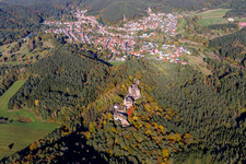 Aerial view of Dahn in the state Rhineland-Palatinate, Germany