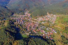 Aerial photograpy of View of the town from the south in Erfweiler in the state Rhineland-Palatinate, Germany