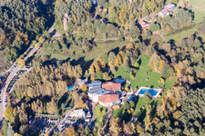 Drone image of Dahn in the state Rhineland-Palatinate, Germany