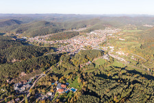 Aerial photograpy of Dahn in the state Rhineland-Palatinate, Germany