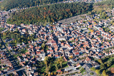 Dahn in the state Rhineland-Palatinate, Germany viewn from the air
