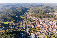 Drone image of Dahn in the state Rhineland-Palatinate, Germany