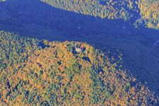 Aerial photograpy of Ramburg Castle ruins on the Ramberg in Ramberg in the state Rhineland-Palatinate, Germany