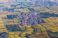 Village - view on the edge of agricultural fields and farmland in Rhodt in the state Rhineland-Palatinate, Germany
