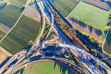 Construction site for the A65 Bornheim, Landau-Dammheim(B272) motorway exit in the district Dammheim in Landau in der Pfalz in the state Rhineland-Palatinate, Germany from above