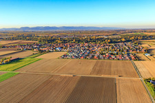 Oblique view of View of the town from the south in Steinweiler in the state Rhineland-Palatinate, Germany