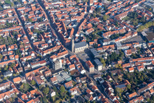Aerial view of Town View of the streets and houses of the residential areas in Walldorf in the state Baden-Wurttemberg, Germany