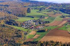 Aerial view of Village from the west in the district Lingental in Leimen in the state Baden-Wuerttemberg, Germany