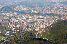 Aerial view of Schillerstr in the district Weststadt in Heidelberg in the state Baden-Wuerttemberg, Germany