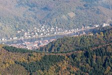 Aerial photograpy of Neckar Valley in the district Kernaltstadt in Heidelberg in the state Baden-Wuerttemberg, Germany