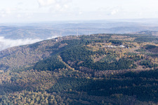 Aerial photograpy of Transmission towers in the district Königstuhl in Heidelberg in the state Baden-Wuerttemberg, Germany