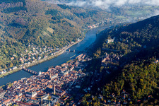 Aerial photograpy of District Kernaltstadt in Heidelberg in the state Baden-Wuerttemberg, Germany