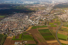 Town View of the streets and houses of the residential areas in Oftersheim in the state Baden-Wurttemberg, Germany