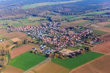 Aerial view of Village view from the southeast in Knittelsheim in the state Rhineland-Palatinate, Germany