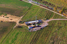 Aerial view of Bridge construction site for the B38 bypass in Impflingen in the state Rhineland-Palatinate, Germany