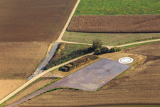 Aerial photograpy of Construction site for the foundation of a wind turbine of the EnBW wind farm Freckenfeld - for a wind turbine with 6 wind turbines in Freckenfeld in the state Rhineland-Palatinate, Germany