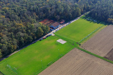 Sports fields of TSV 1908 Freckenfeld from the northwest in Freckenfeld in the state Rhineland-Palatinate, Germany