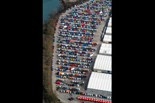 Parking space for Daimler truck production in Wörth am Rhein in the state Rhineland-Palatinate, Germany