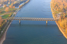 Railway Rhine Bridge from the south in Germersheim in the state Rhineland-Palatinate, Germany