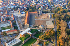 Former city barracks An Fronte Diez with construction site for REWE and LIDL in Germersheim in the state Rhineland-Palatinate, Germany