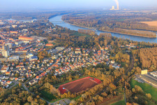 Friedensstraße and Stadium at Bornpfuhl in Germersheim in the state Rhineland-Palatinate, Germany