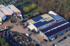 Oblique view of Buschurweg with Zeich Metallbau GmbH, ArcoSYS Computervertriebs GmbH and Frey Metalltechnik, owner: Dipl.-Ing. Matthias Frey eK in the district Minderslachen in Kandel in the state Rhineland-Palatinate, Germany