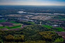 Oberwald industrial area from the southwest in Wörth am Rhein in the state Rhineland-Palatinate, Germany