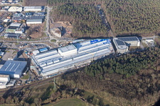 Extension - new building - construction site on the factory premises of SEW-EURODRIVE GmbH & Co KG in Graben-Neudorf in the state Baden-Wurttemberg, Germany from above