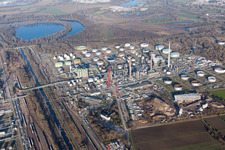 Aerial photograpy of MIRO oil refinery in the district Knielingen in Karlsruhe in the state Baden-Wuerttemberg, Germany