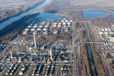 Oblique view of MIRO oil refinery in the district Knielingen in Karlsruhe in the state Baden-Wuerttemberg, Germany