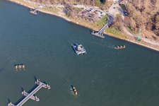 Ride a ferry ship Solar-Rhine ferry in Plittersdorf in the state Baden-Wurttemberg, Germany