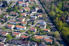 Aerial view of Germersheimer Street, Kandeler Street in Jockgrim in the state Rhineland-Palatinate, Germany