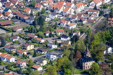 Aerial photograpy of Germersheimer Street, Kandeler Street in Jockgrim in the state Rhineland-Palatinate, Germany