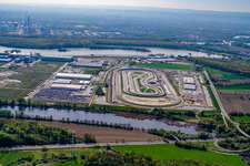 Oberwald industrial area from the west in Wörth am Rhein in the state Rhineland-Palatinate, Germany