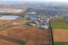 Industrial area in the Speyer Valley from the north in Rülzheim in the state Rhineland-Palatinate, Germany