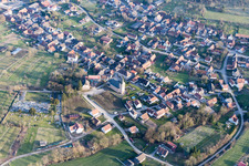 Preuschdorf in the state Bas-Rhin, France from a drone