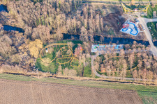Aerial view of Leisure Centre - Amusement Park Didiland in Morsbronn-les-Bains in Grand Est, France