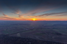 Sunset over the Northern Vosges in Seebach in the state Bas-Rhin, France