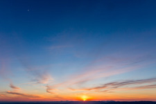 Aerial view of Sunset over the Northern Vosges in Seebach in the state Bas-Rhin, France