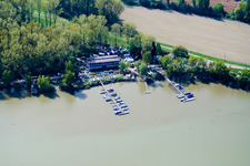 Aerial view of Sailing Club RKC Wörth eV in the district Maximiliansau in Wörth am Rhein in the state Rhineland-Palatinate, Germany