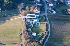 District Gleiszellen in Gleiszellen-Gleishorbach in the state Rhineland-Palatinate, Germany from the drone perspective