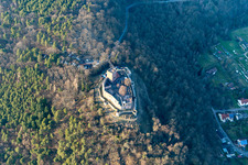 Aerial photograpy of Landeck Castle Ruins in Klingenmünster in the state Rhineland-Palatinate, Germany