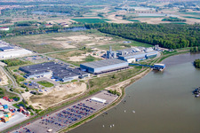 Aerial view of Contargo in the district Maximiliansau in Wörth am Rhein in the state Rhineland-Palatinate, Germany