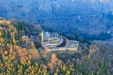 Rietburg castle ruins from the south in winter in Rhodt unter Rietburg in the state Rhineland-Palatinate, Germany